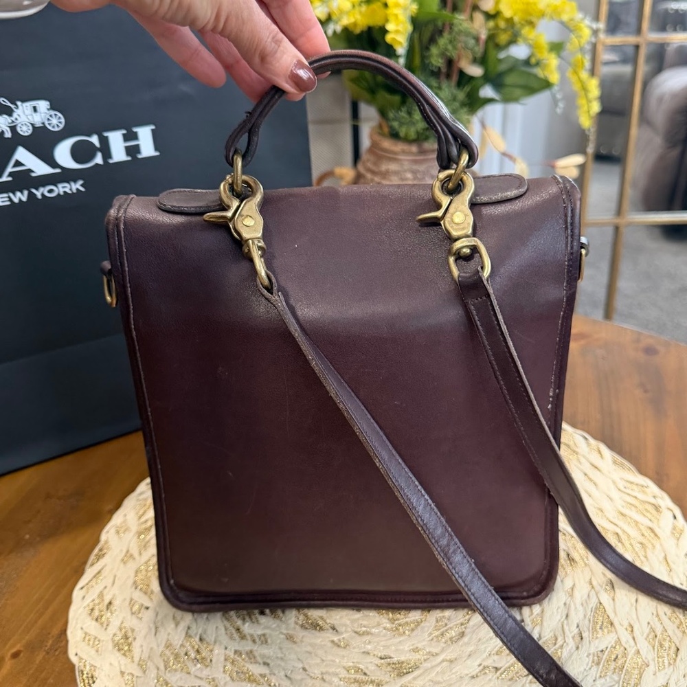 Vintage Coach Station Bag 5130 Mahogany Brown Leather Crossbody Purse - Picture 3 of 13